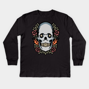 skull and flower illustration Kids Long Sleeve T-Shirt